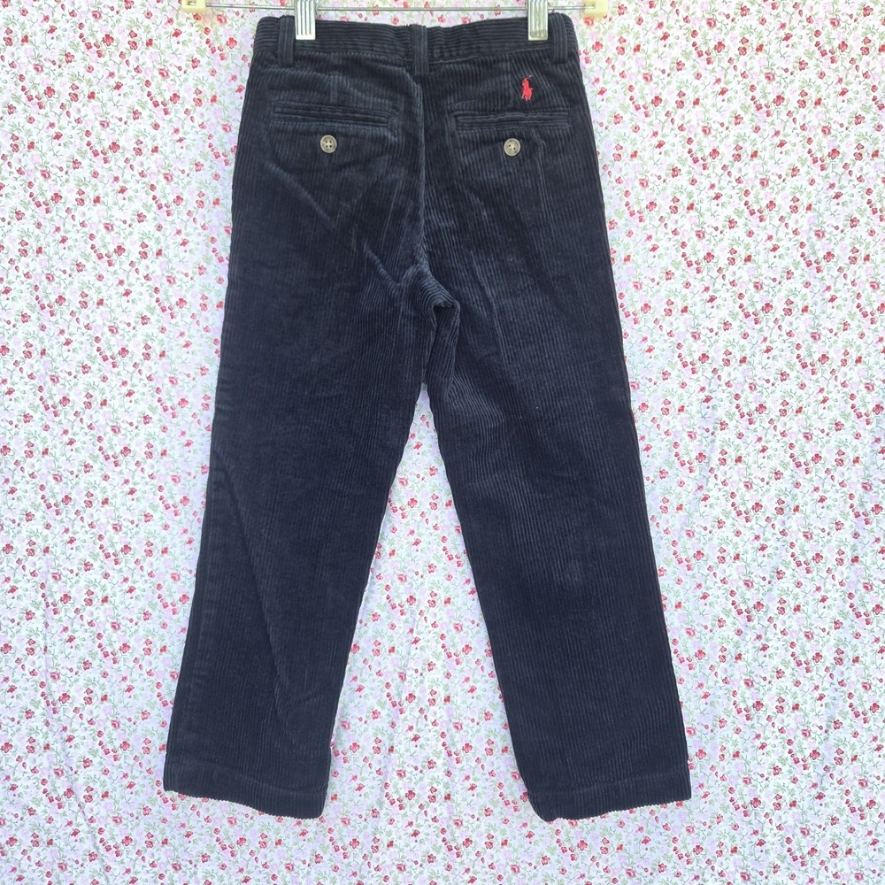 Vintage Polo Ralph Lauren Black Corduroy Straight Pants Embroidered Logo Sz 5